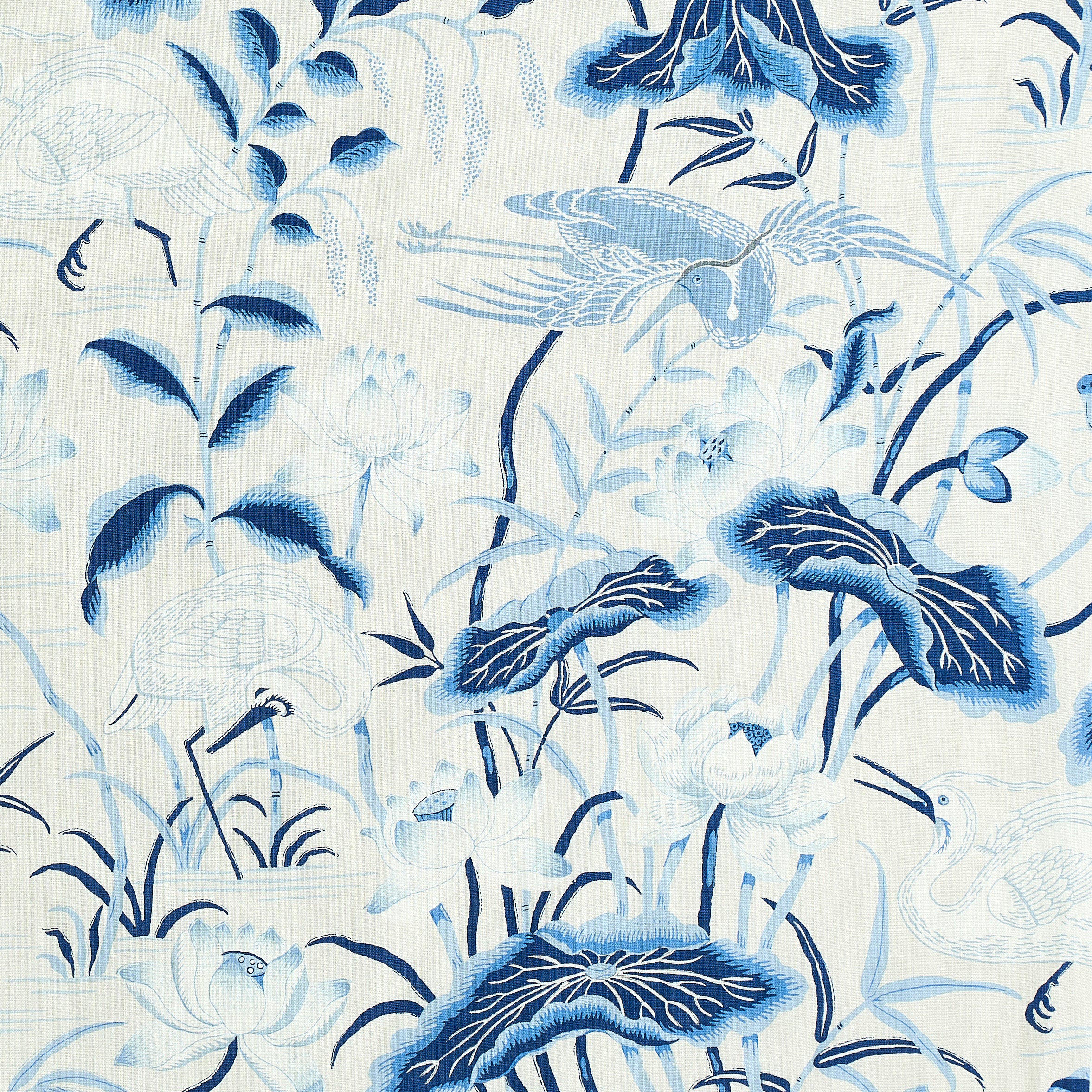 Lotus Garden fabric in porcelain color - pattern number 179042 - by Schumacher in the Perennial Favorites collection
