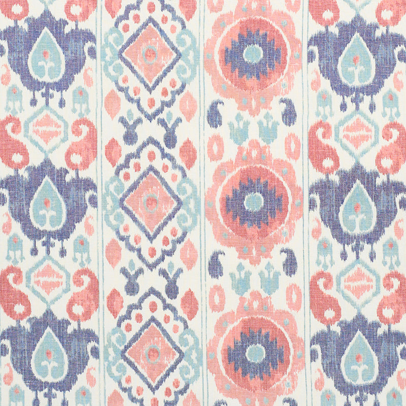 Elizia Ikat fabric in rose and indigo color - pattern number 179052 - by Schumacher in the New Traditional collection