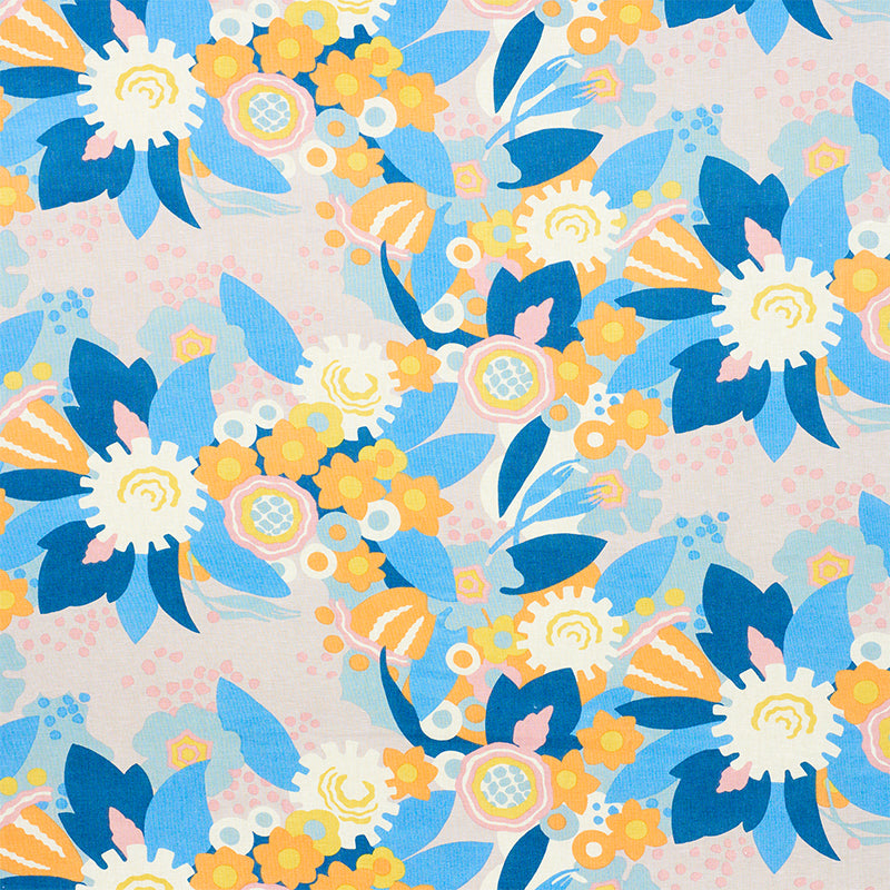 Anita fabric in lilac and orange color - pattern number 179070 - by Schumacher in the Flower Power collection