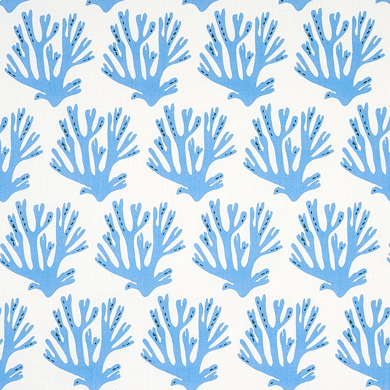 Coral fabric in blue color - pattern number 179100 - by Schumacher in the Molly Mahon collection