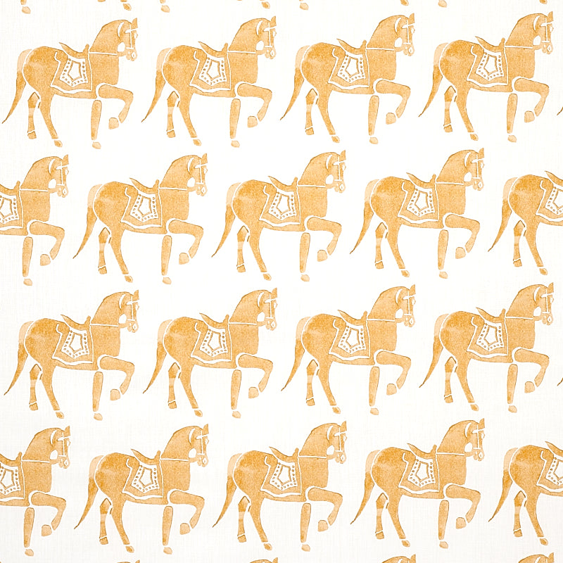 Marwari Horse fabric in mustard color - pattern number 179131 - by Schumacher in the Molly Mahon collection