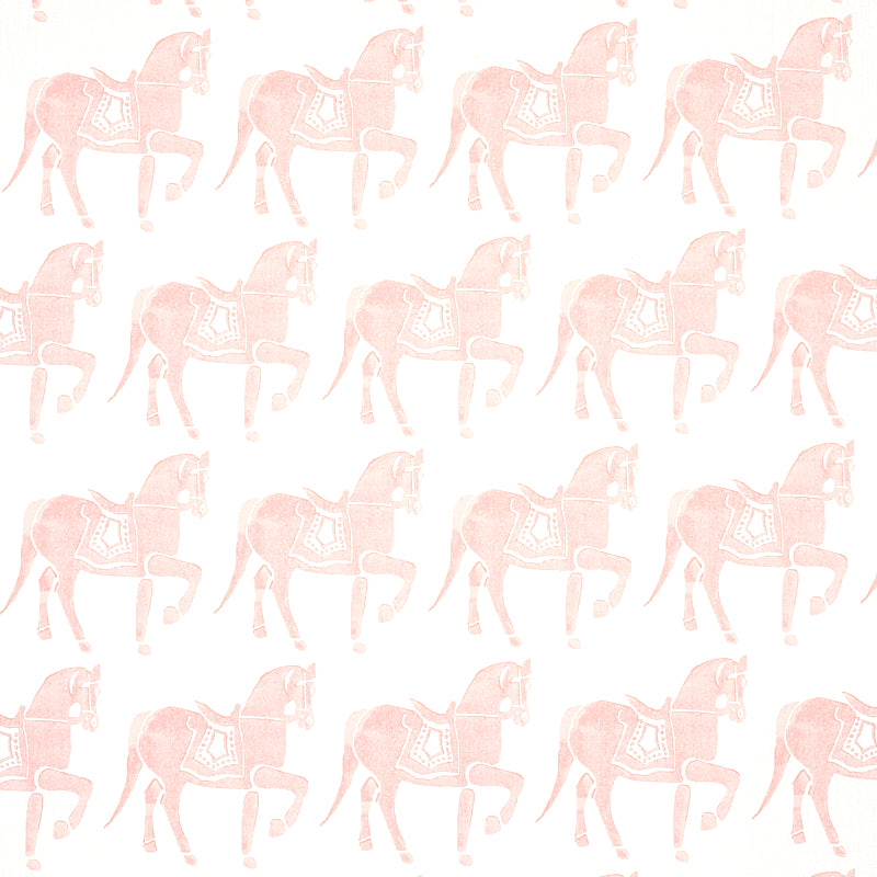 Marwari Horse fabric in pink color - pattern number 179132 - by Schumacher in the Molly Mahon collection