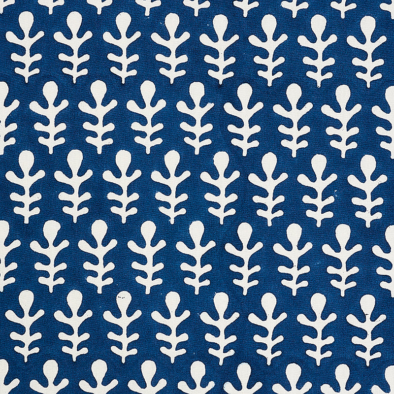 Bagru Hand Block Print fabric in dark blue color - pattern number 179241 - by Schumacher in the Molly Mahon collection