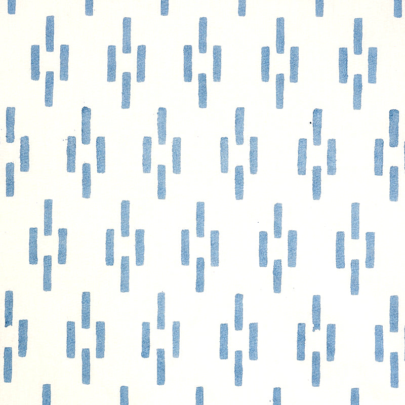 Dash Hand Block Print fabric in blue color - pattern number 179251 - by Schumacher in the Molly Mahon collection