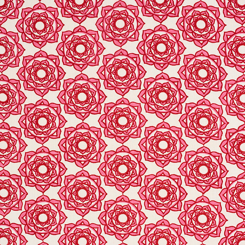 Rose Hand Block Print fabric in pink color - pattern number 179291 - by Schumacher in the Molly Mahon collection