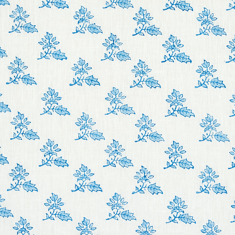 Torbay Hand Blocked Print fabric in blue color - pattern number 179331 - by Schumacher in the Jacaranda collection
