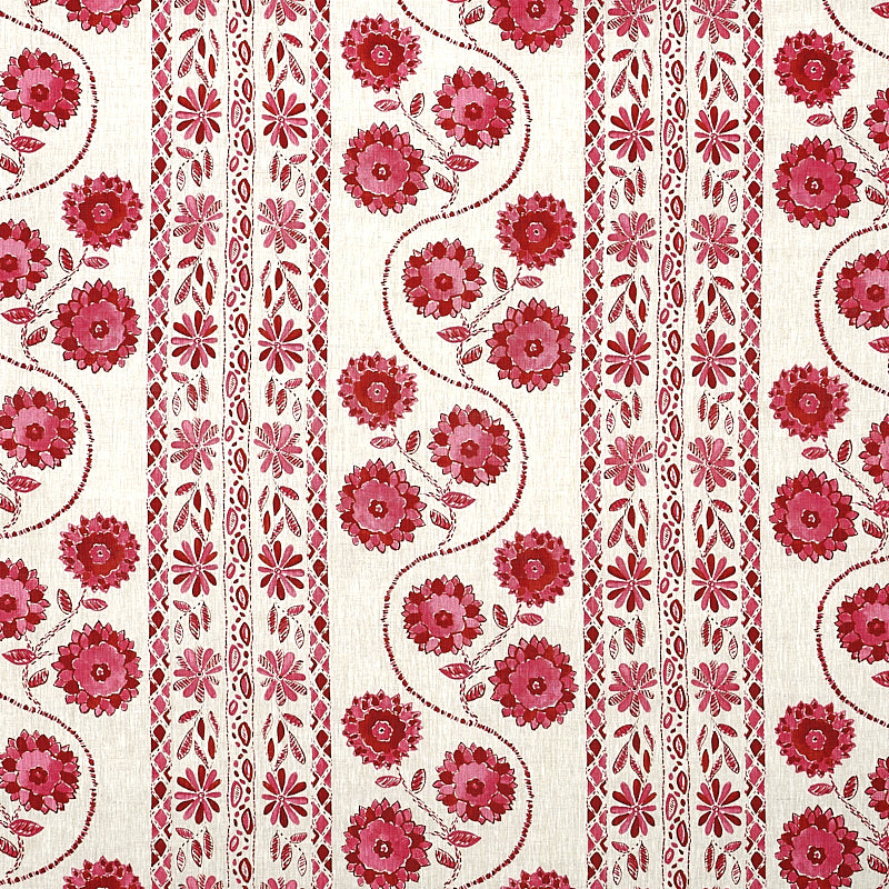 Zinnia Handmade Print fabric in pink color - pattern number 179341 - by Schumacher in the Jacaranda collection