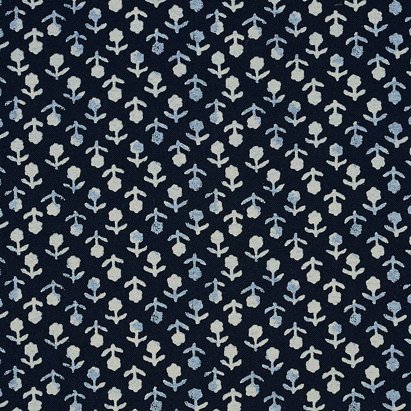 Beatriz Handprint fabric in indigo color - pattern number 179351 - by Schumacher in the Jacaranda collection