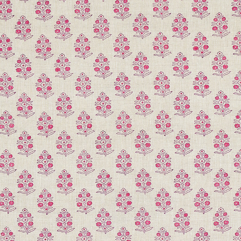 Aditi Hand Blocked Print fabric in pink color - pattern number 179362 - by Schumacher in the Jacaranda collection