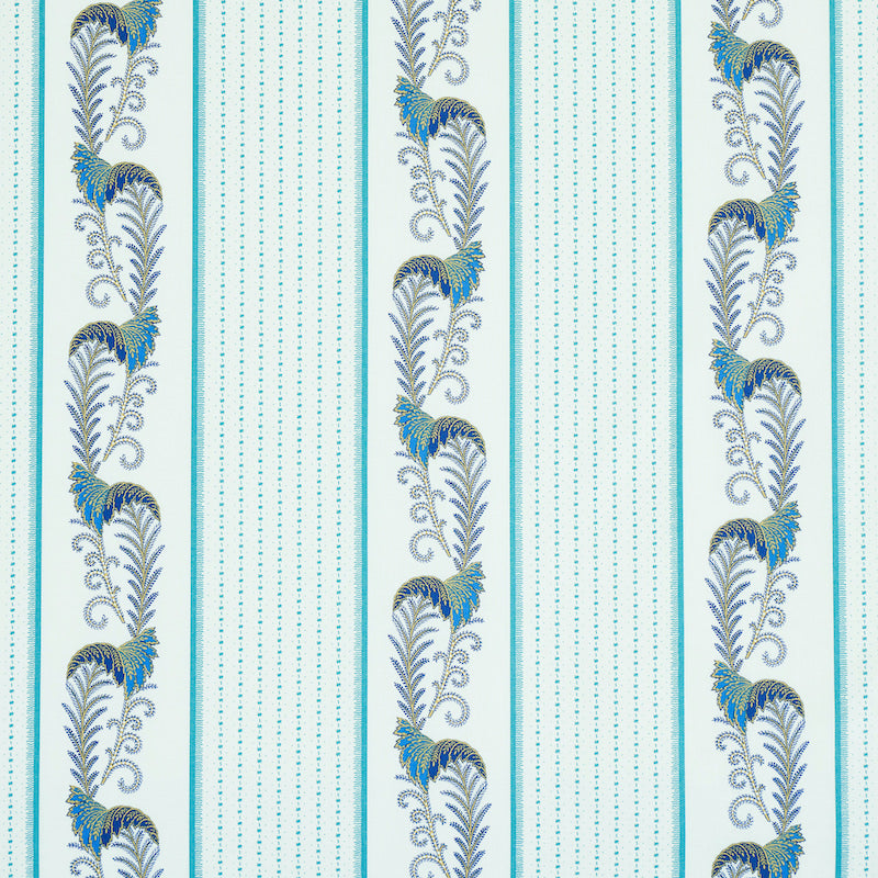 Aleksy Stripe fabric in teal color - pattern number 179381 - by Schumacher in the Rive Gauche collection