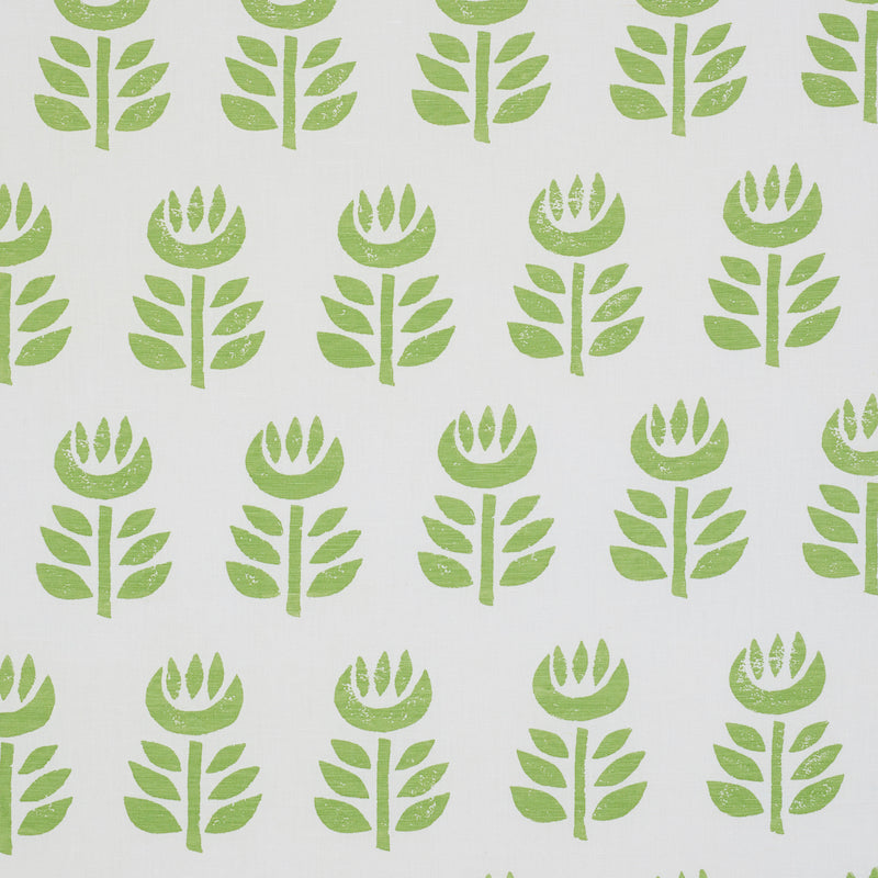 Rosenborg Hand Print fabric in green color - pattern number 179400 - by Schumacher in the Scandinavian Modern collection