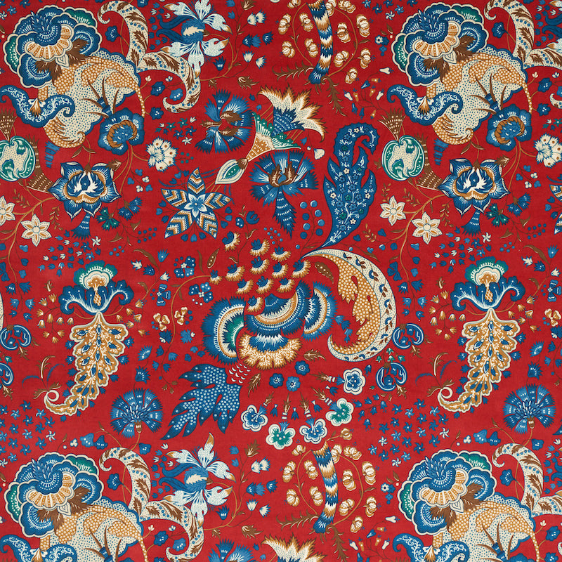 Majorelle Velvet fabric in red color - pattern number 179421 - by Schumacher in the Rive Gauche collection