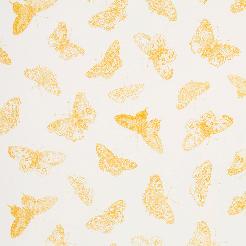 Burnell Butterfly fabric in yellow color - pattern number 179431 - by Schumacher in the Misterioso collection