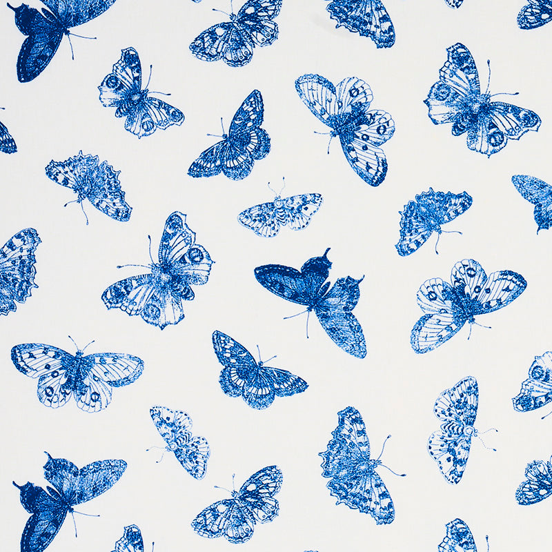 Burnell Butterfly fabric in blue color - pattern number 179432 - by Schumacher in the Misterioso collection