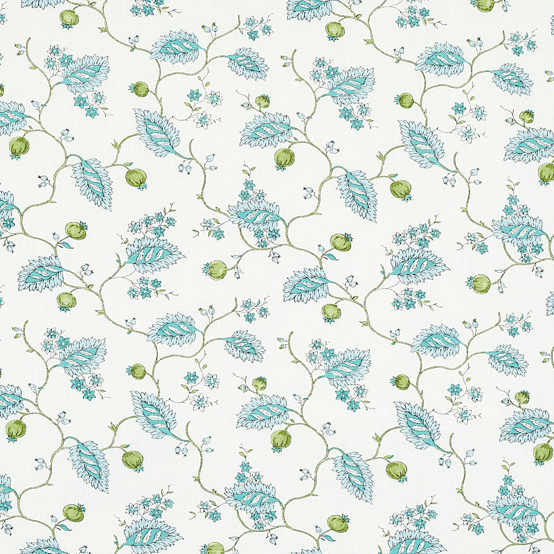 Maryam Vine fabric in peacock color - pattern number 179451 - by Schumacher in the Jacaranda collection