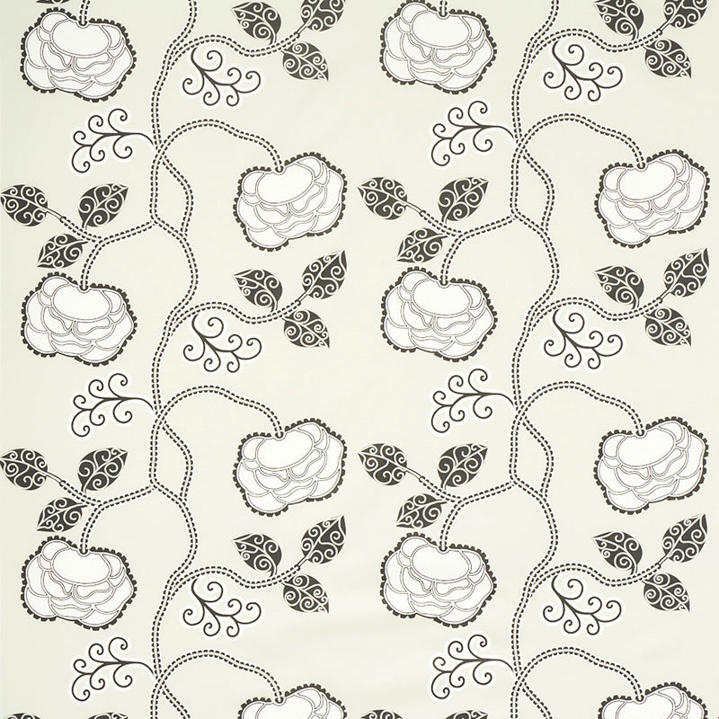 Queen Fruit Chintz fabric in ebony ivory color - pattern number 179541 - by Schumacher in the Neisha Crosland collection