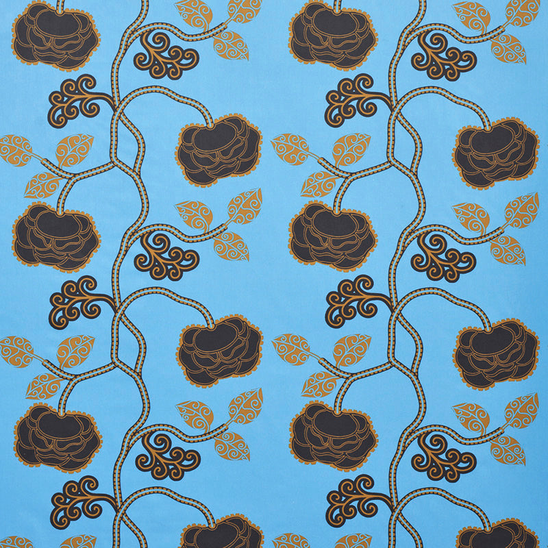 Queen Fruit Chintz fabric in lapis color - pattern number 179542 - by Schumacher in the Neisha Crosland collection