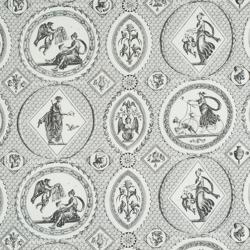 Les Scenes Contemporaines fabric in black color - pattern number 179561 - by Schumacher in the Jill Lasersohn collection