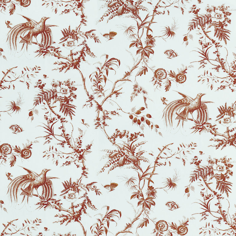 Toile De La Prairie fabric in brown color - pattern number 179572 - by Schumacher in the Jill Lasersohn collection