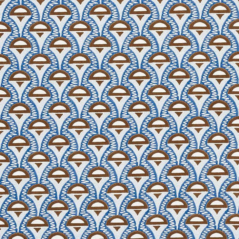 Abelino fabric in blue and brown color - pattern number 179581 - by Schumacher in the Copacabana collection