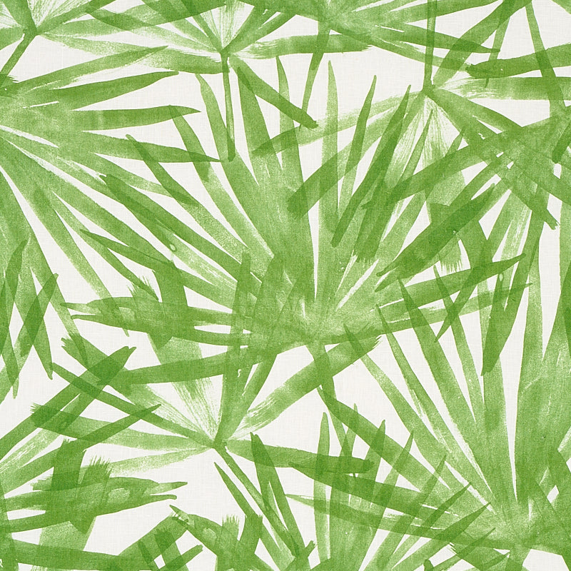 Sunlit Palm Linen fabric in green color - pattern number 179601 - by Schumacher in the Natura collection