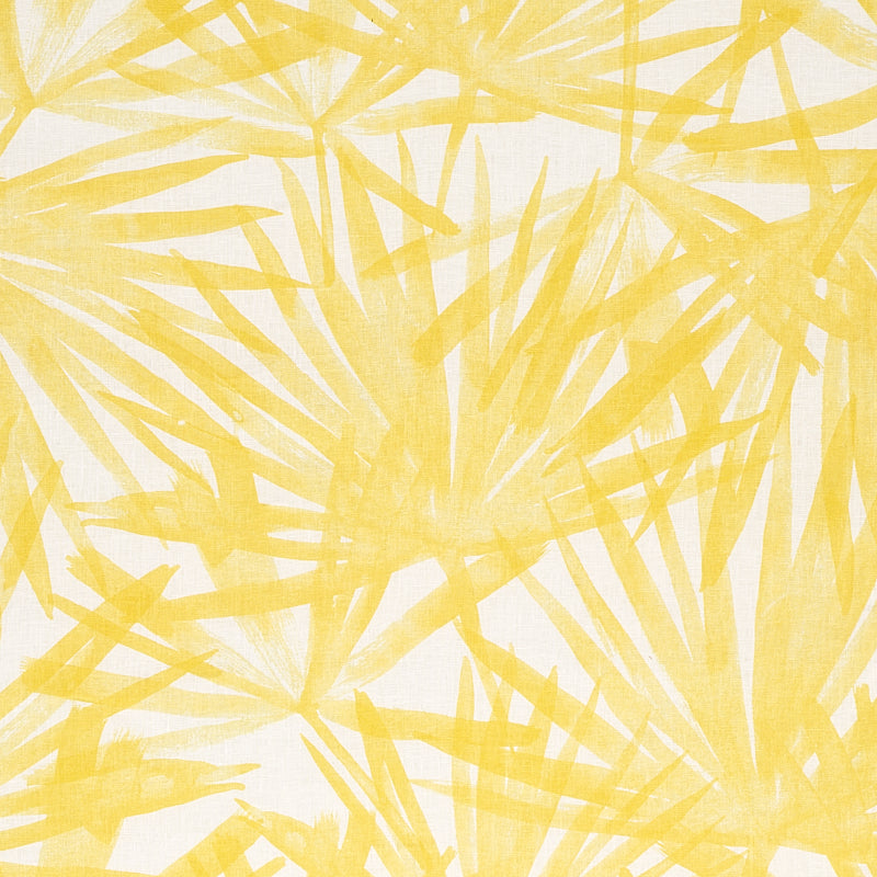 Sunlit Palm Linen fabric in yellow color - pattern number 179602 - by Schumacher in the Natura collection