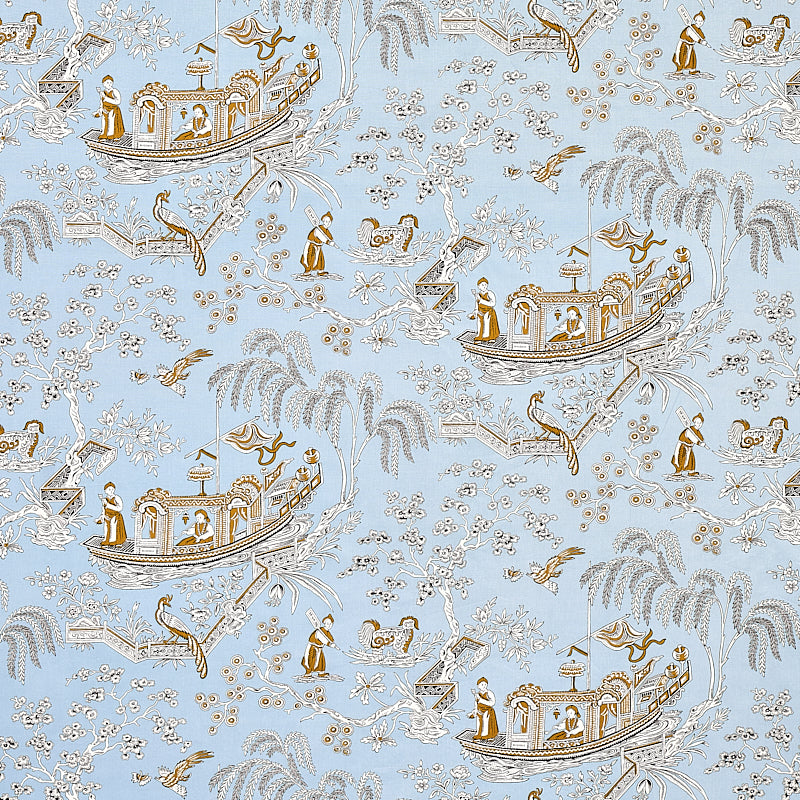 Matsudana fabric in blue color - pattern number 179611 - by Schumacher in the Schumacher Classics collection