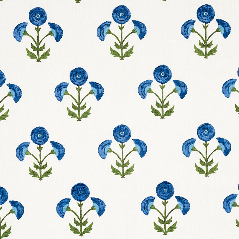 Saranda Flower Embroidery fabric in royal color - pattern number 179672 - by Schumacher in the Perennial Favorites collection