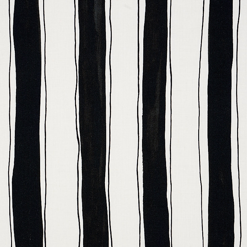 Tracing Stripes fabric in black color - pattern number 179702 - by Schumacher in the New Wave: Black &amp; White collection