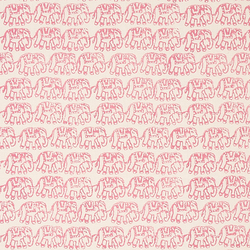 Ellies Hand Block Print fabric in rose color - pattern number 179750 - by Schumacher in the Molly Mahon collection
