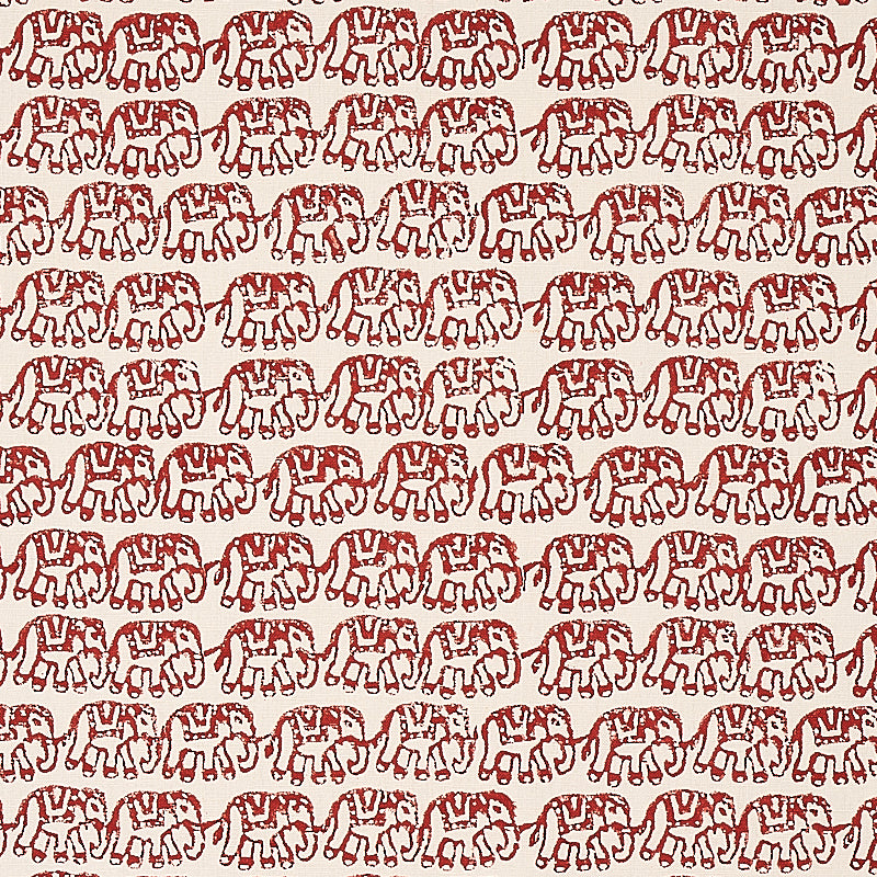 Ellies Hand Block Print fabric in rust color - pattern number 179751 - by Schumacher in the Molly Mahon collection