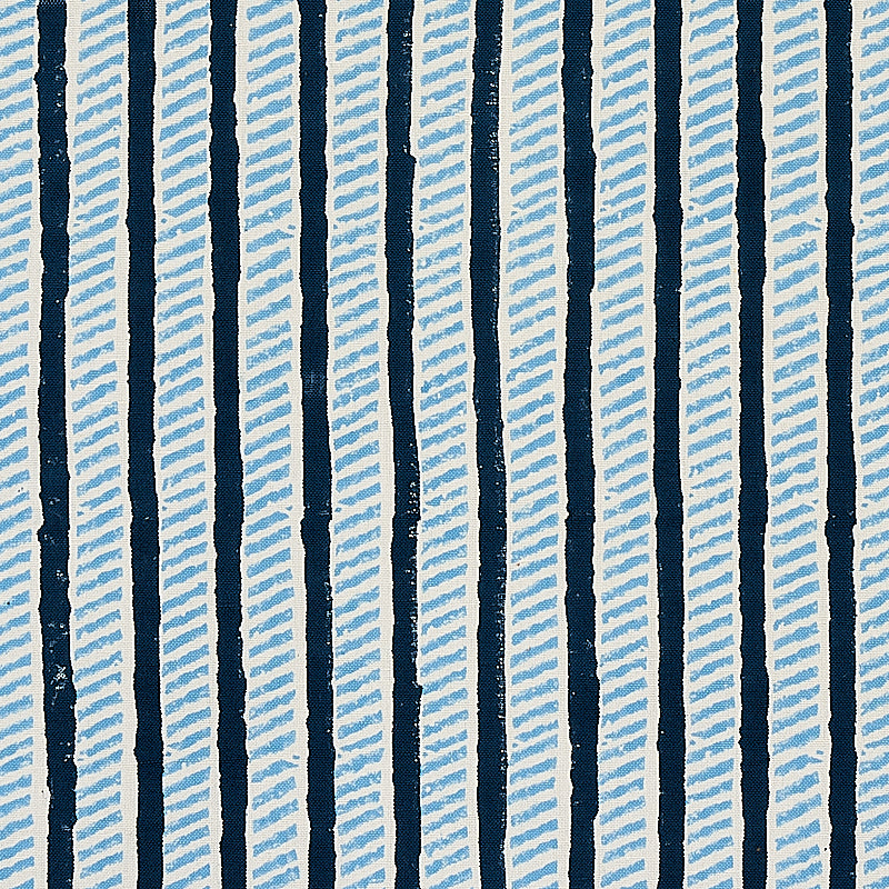 Garden Path Hand Block Print fabric in midnight and sky color - pattern number 179760 - by Schumacher in the Molly Mahon collection