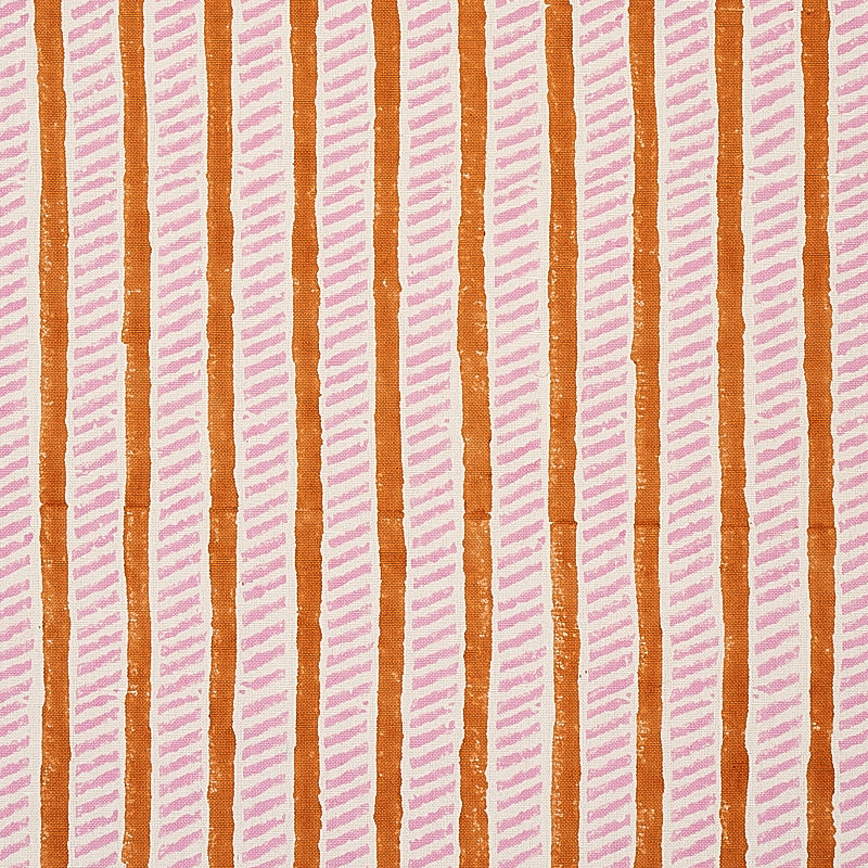 Garden Path Hand Block Print fabric in copper and rose color - pattern number 179761 - by Schumacher in the Molly Mahon collection