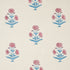 Poppy Hand Block Print fabric in rose and sky color - pattern number 179840 - by Schumacher in the Molly Mahon collection