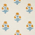 Poppy Hand Block Print fabric in mustard and sky color - pattern number 179841 - by Schumacher in the Molly Mahon collection
