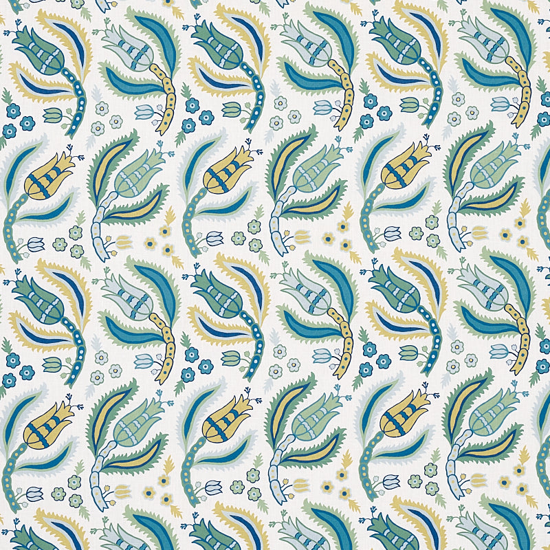 Malabar Vine fabric in peacock color - pattern number 179850 - by Schumacher in the East Meets West collection