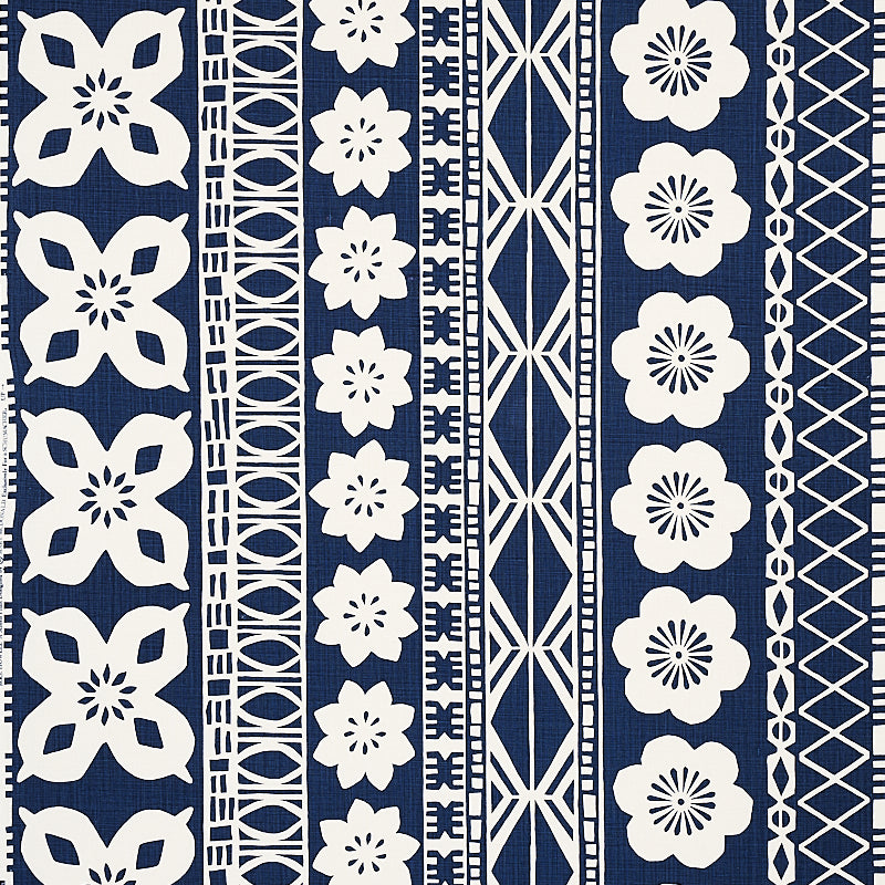 Mrs Howell fabric in indigo color - pattern number 179872 - by Schumacher in the Copacabana collection