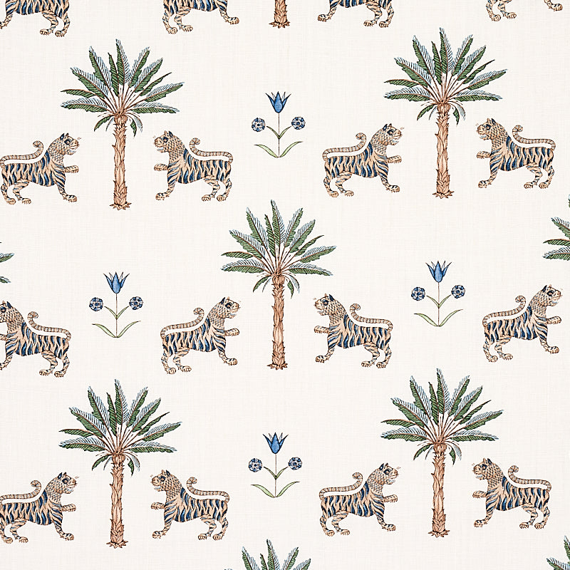 Tiger Palm fabric in delft color - pattern number 179931 - by Schumacher in the Mystique collection