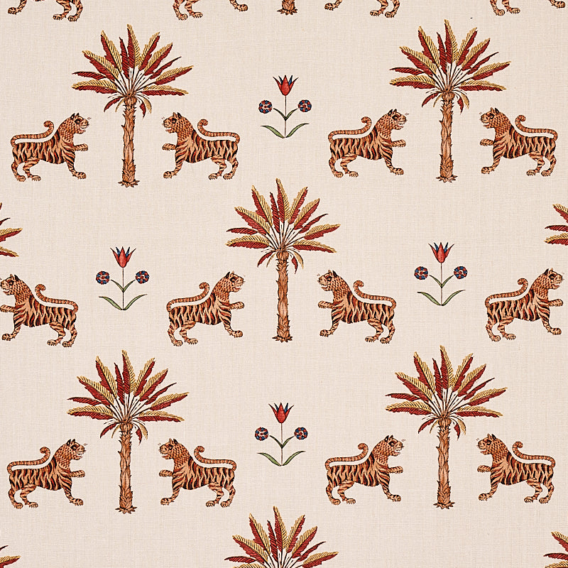 Tiger Palm fabric in crimson color - pattern number 179932 - by Schumacher in the Mystique collection