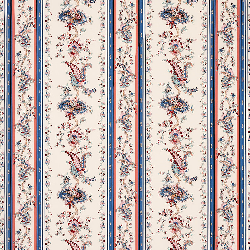 Elena Paisley Stripe fabric in blue color - pattern number 179980 - by Schumacher in the Cabana collection
