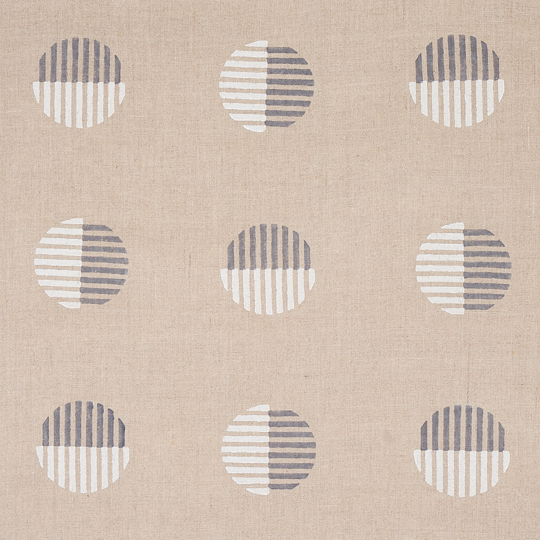 Ando Hand Block Print fabric in ivory and charcoal on natural color - pattern number 180002 - by Schumacher in the Smith Street collection