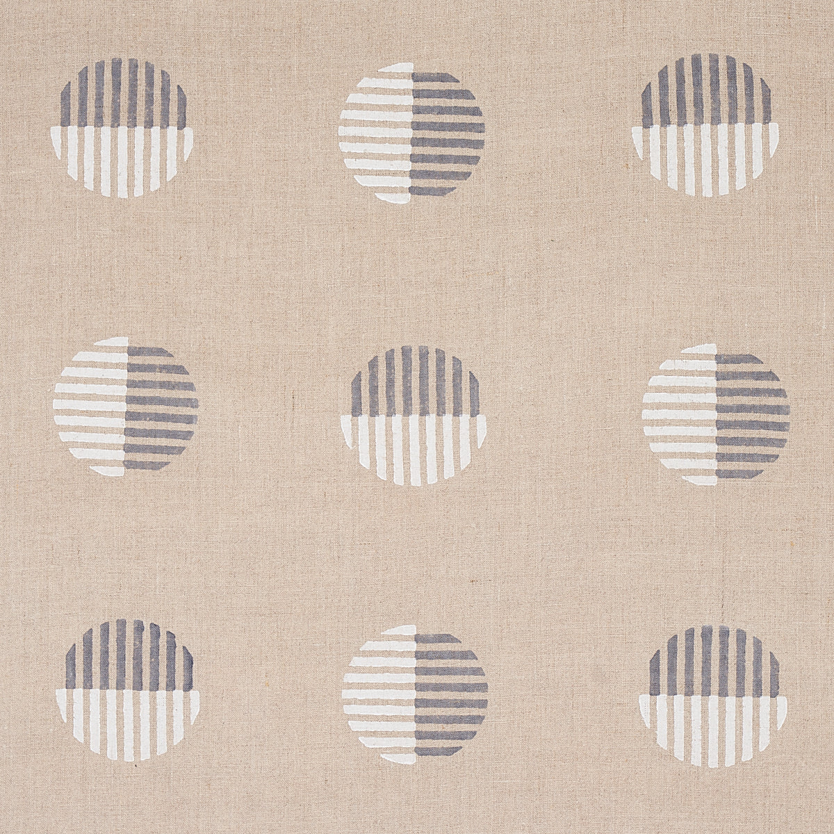 Ando Hand Block Print fabric in ivory and charcoal on natural color - pattern number 180002 - by Schumacher in the Smith Street collection