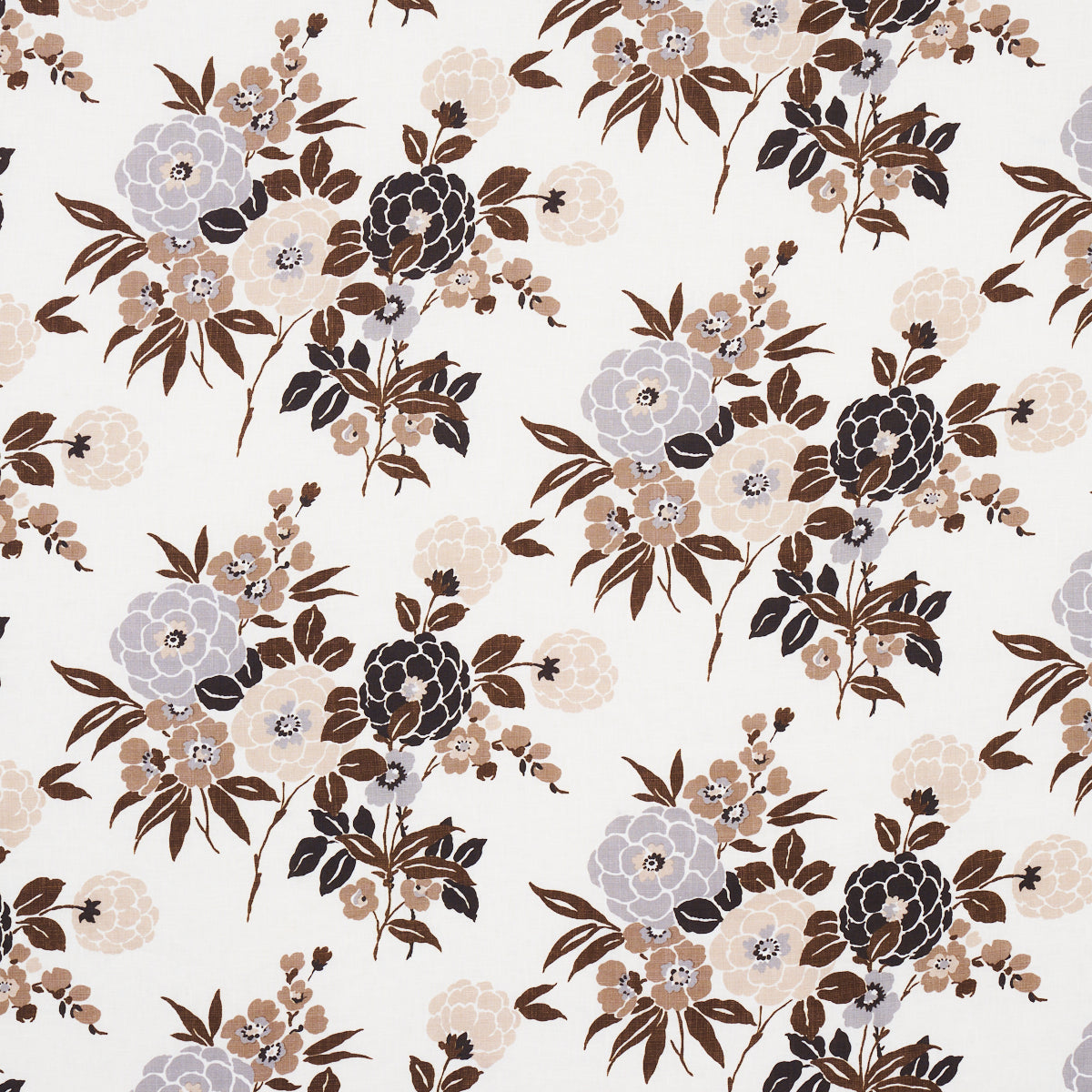 Valentina Floral fabric in brown color - pattern number 180021 - by Schumacher in the Orient Express collection