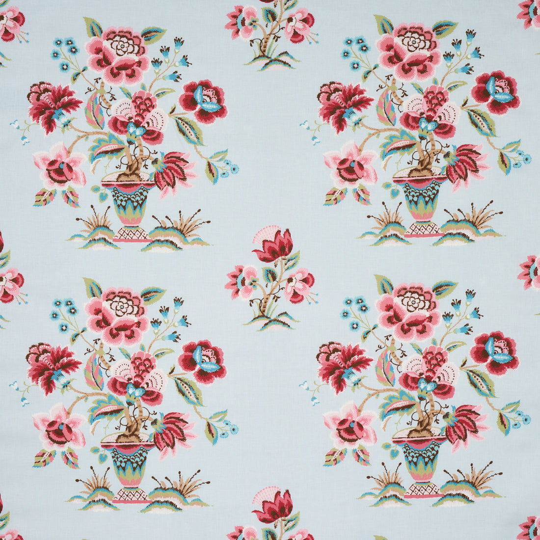 Ashford Linen fabric in rose and sky color - pattern number 180040 - by Schumacher in the Schumacher Classics collection