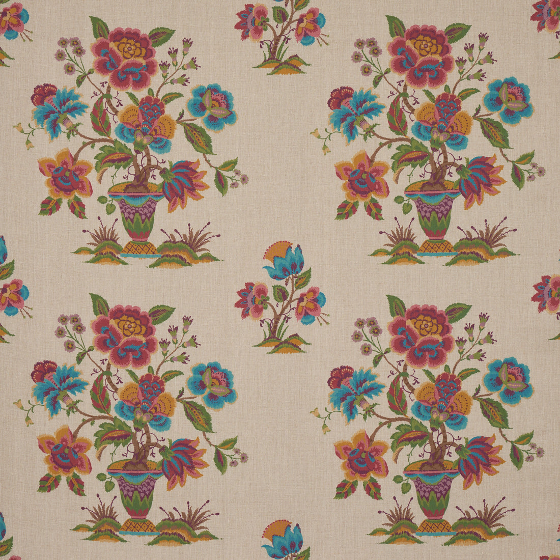 Ashford Linen fabric in mulberry and natural color - pattern number 180043 - by Schumacher in the A Country Life collection