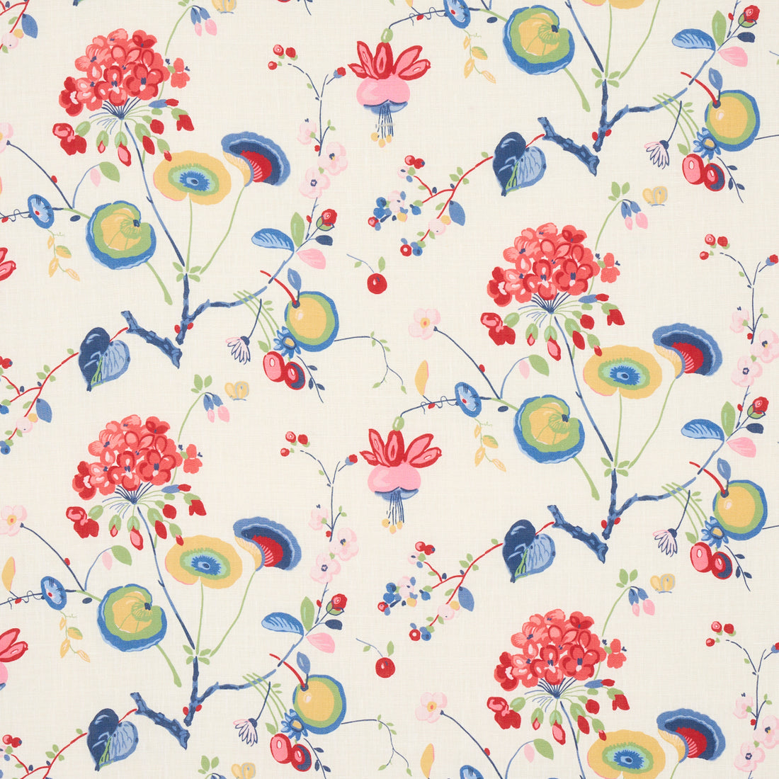 Vasily Linen fabric in multi color - pattern number 180080 - by Schumacher in the Schumacher Classics collection