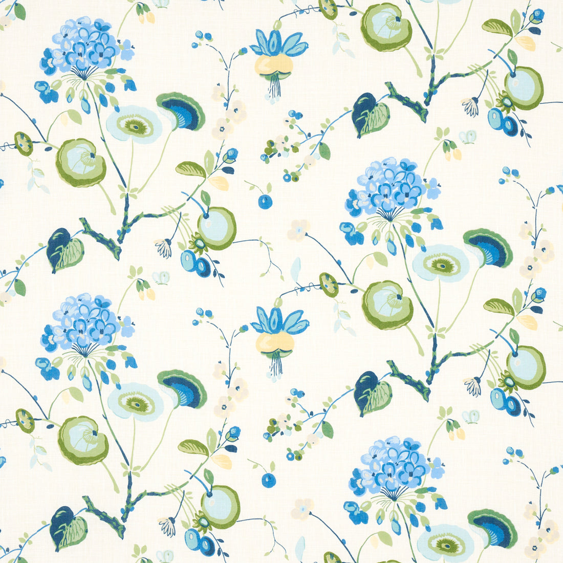 Vasily Linen fabric in green and blue color - pattern number 180081 - by Schumacher in the Schumacher Classics collection