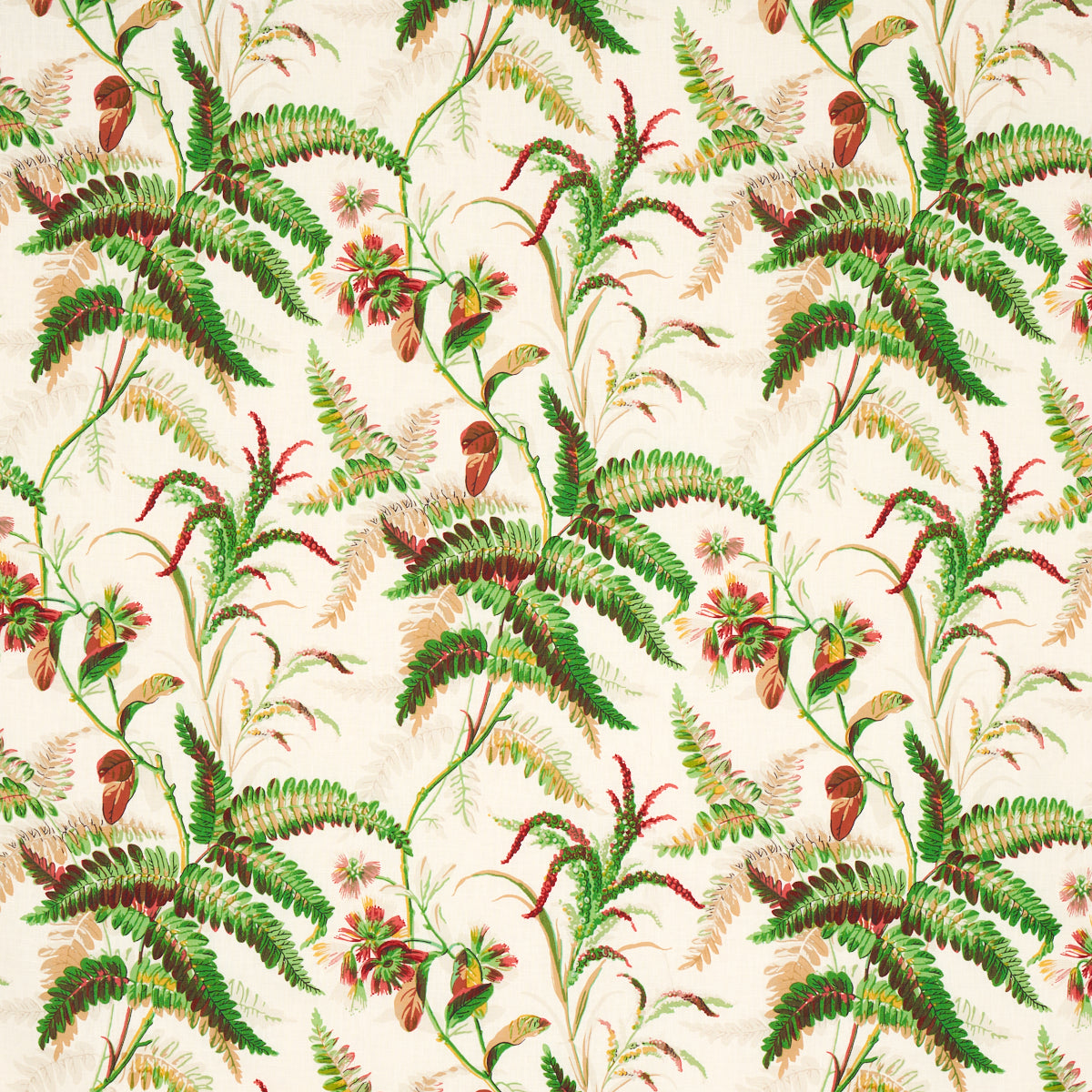 Myers Fern Linen fabric in document color - pattern number 180101 - by Schumacher in the Schumacher Classics collection