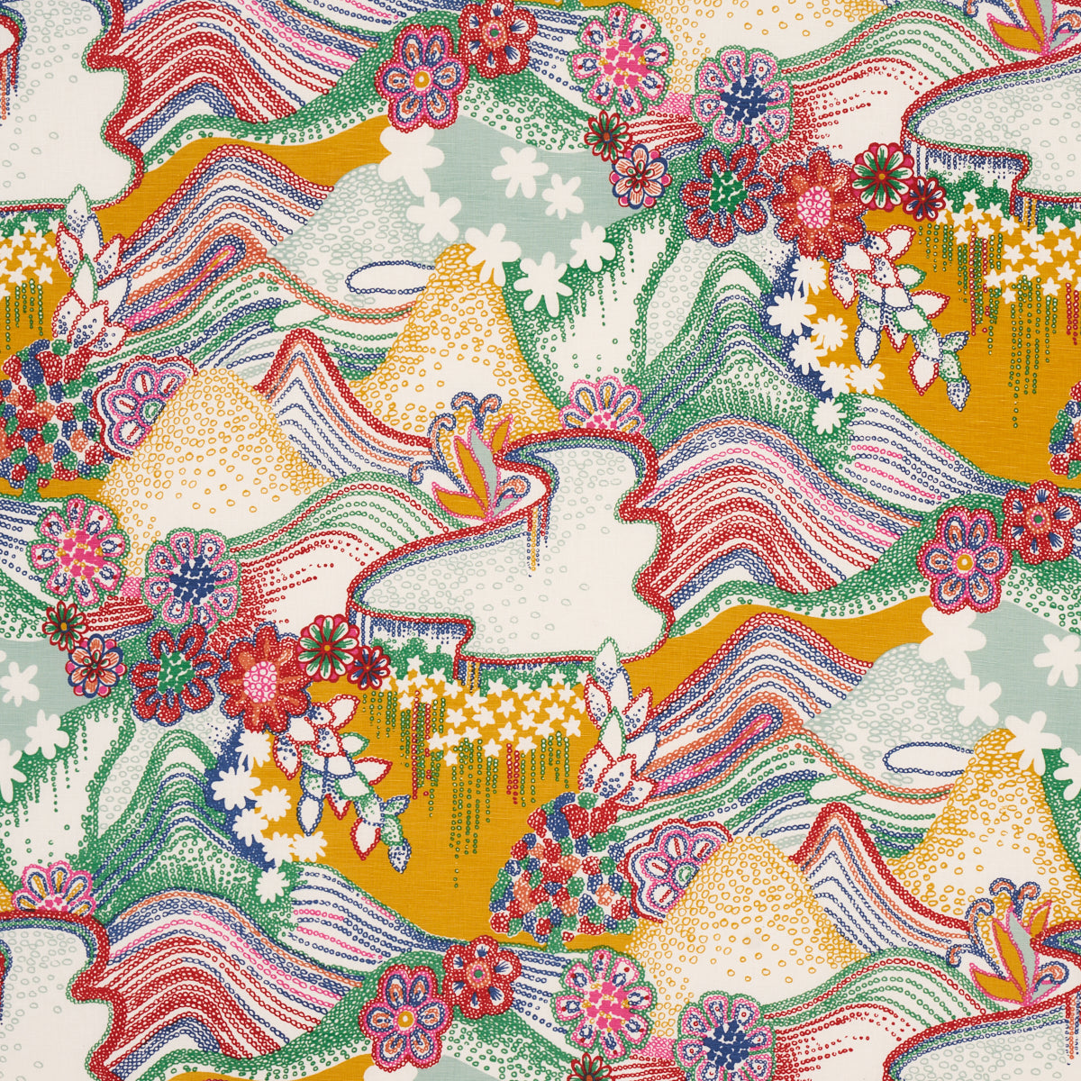 Daisy Chain fabric in primary multi color - pattern number 180130 - by Schumacher in the Clements Ribeiro collection