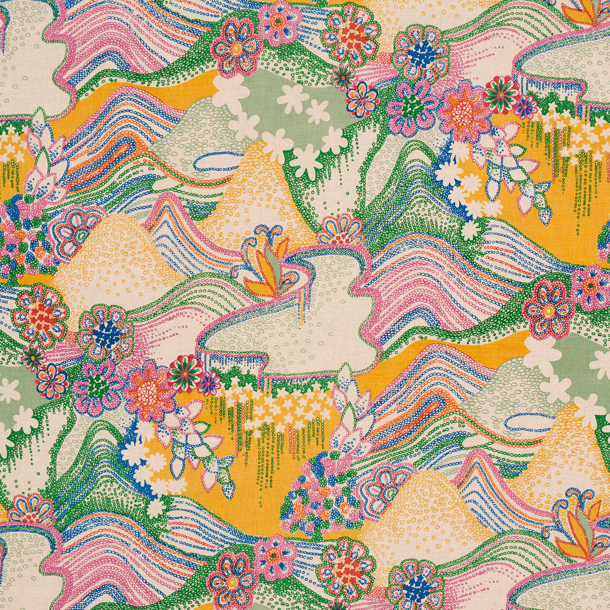 Daisy Chain fabric in light multi color - pattern number 180132 - by Schumacher in the Clements Ribeiro collection
